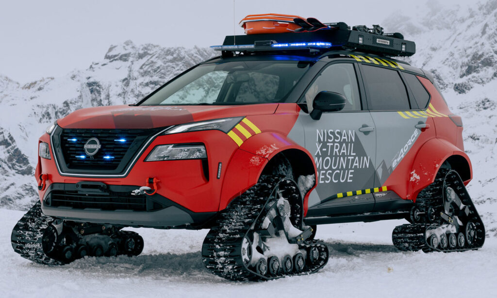 L'incroyable Nissan X-Trail Mountain Rescue e-4ORCE à l'assaut des pistes enneigées